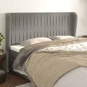 Vzglavje z ušesi svetlo sivo 183x23x118/128 cm žamet