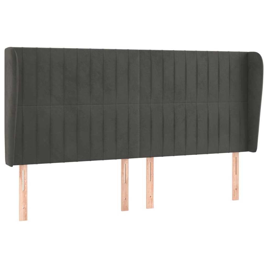 vidaXL Čelo postele typu ušák tmavě šedé 183x23x118/128 cm samet