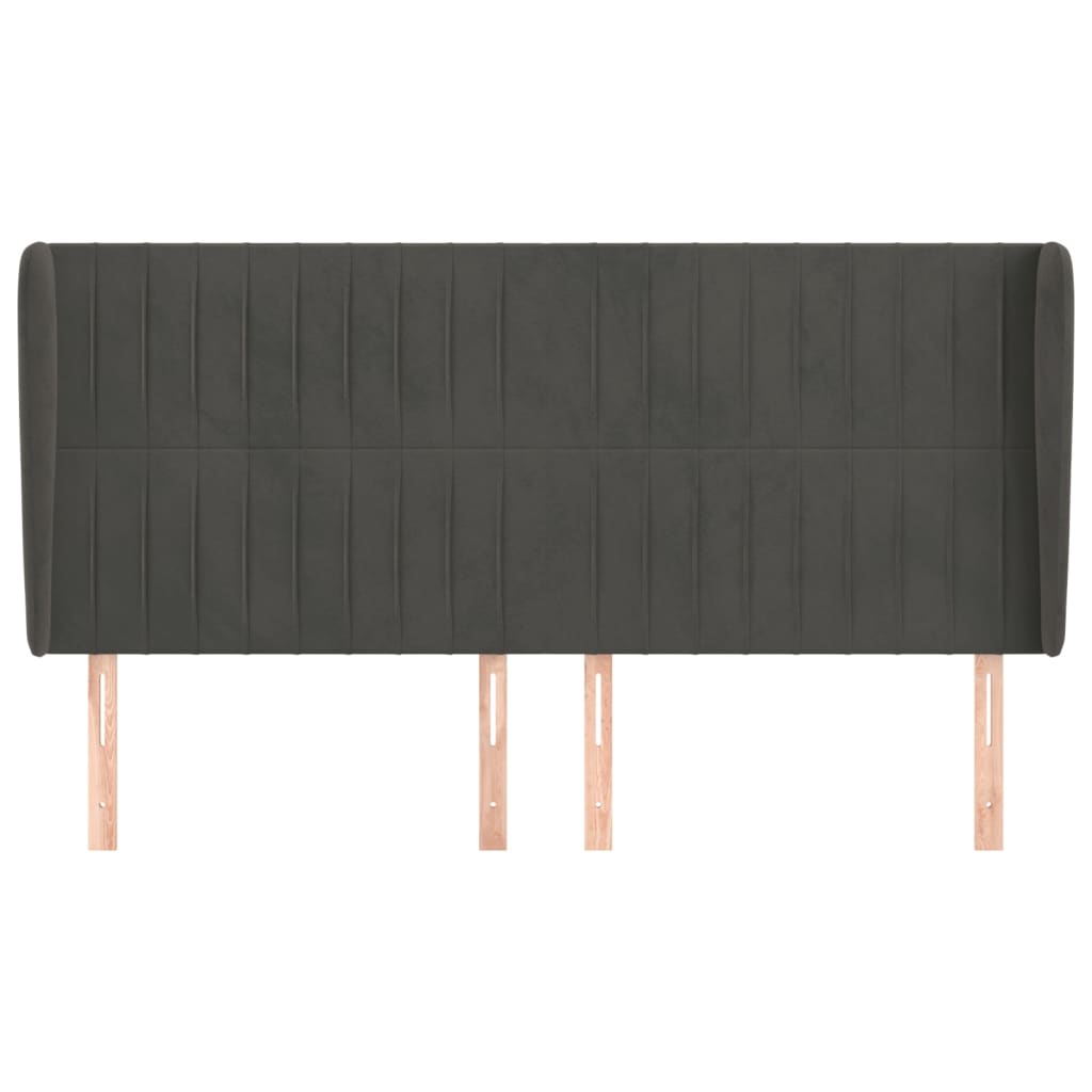 vidaXL Hoofdbord met randen 183x23x118/128 cm fluweel donkergrijs afbeelding