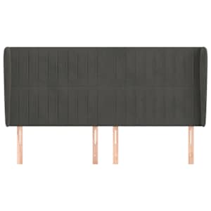 Čelo postele typu ušák tmavě šedé 183x23x118/128 cm samet - obrázek 3