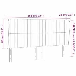Čelo postele typu ušák tmavě šedé 183x23x118/128 cm samet - obrázek 9
