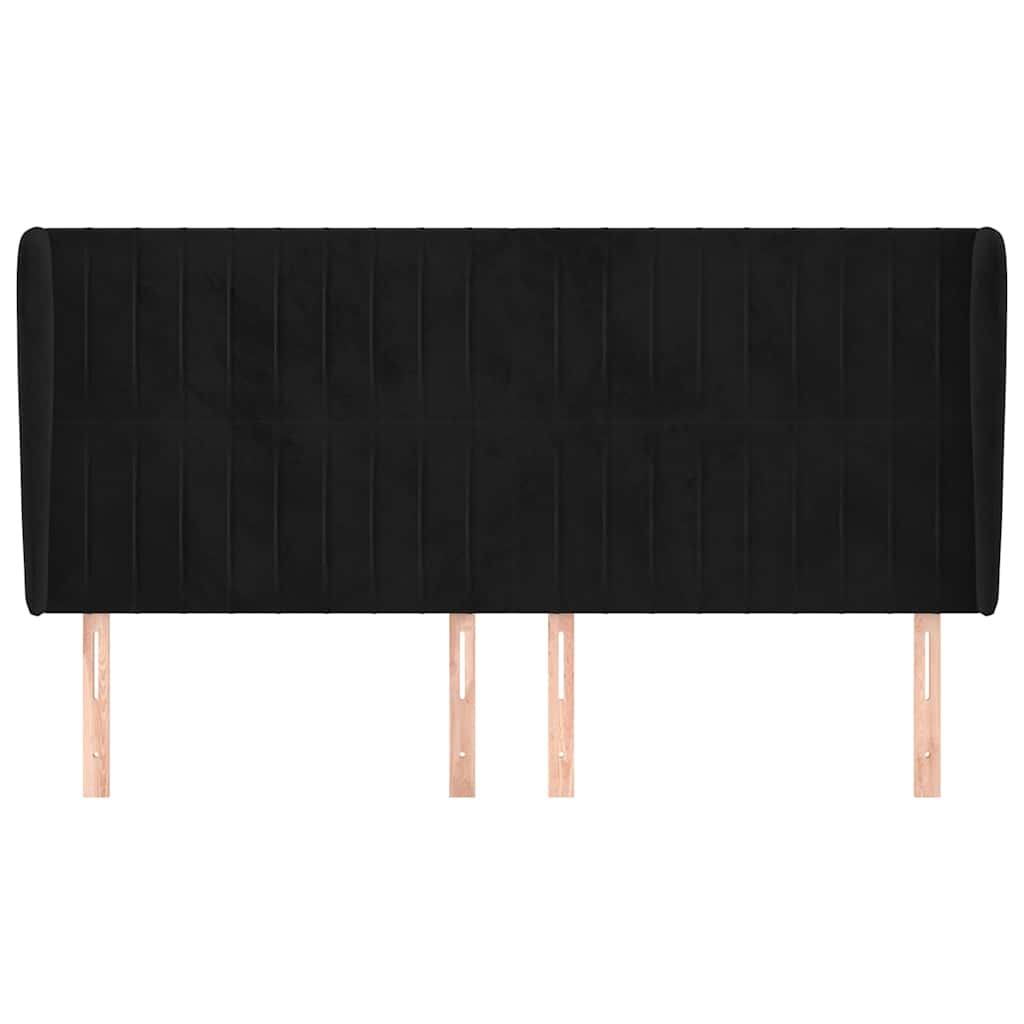 vidaXL Hoofdbord met randen 183x23x118/128 cm fluweel zwart, foto 2