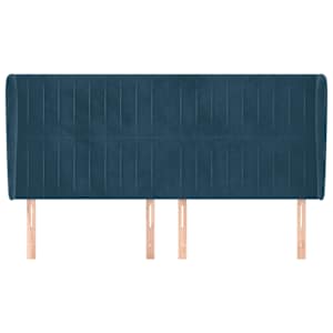Čelo postele typu ušák tmavě modrá 183x23x118/128 cm samet - obrázek 3
