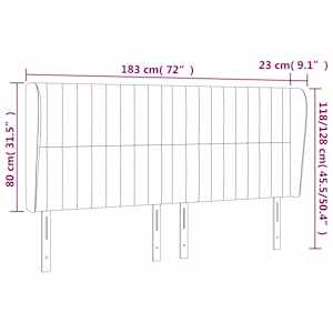 Čelo postele typu ušák tmavě modrá 183x23x118/128 cm samet - obrázek 7
