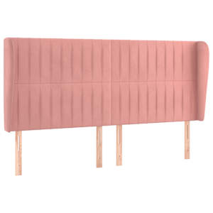 Čelo postele typu ušák růžová 183x23x118/128 cm samet - obrázek 2