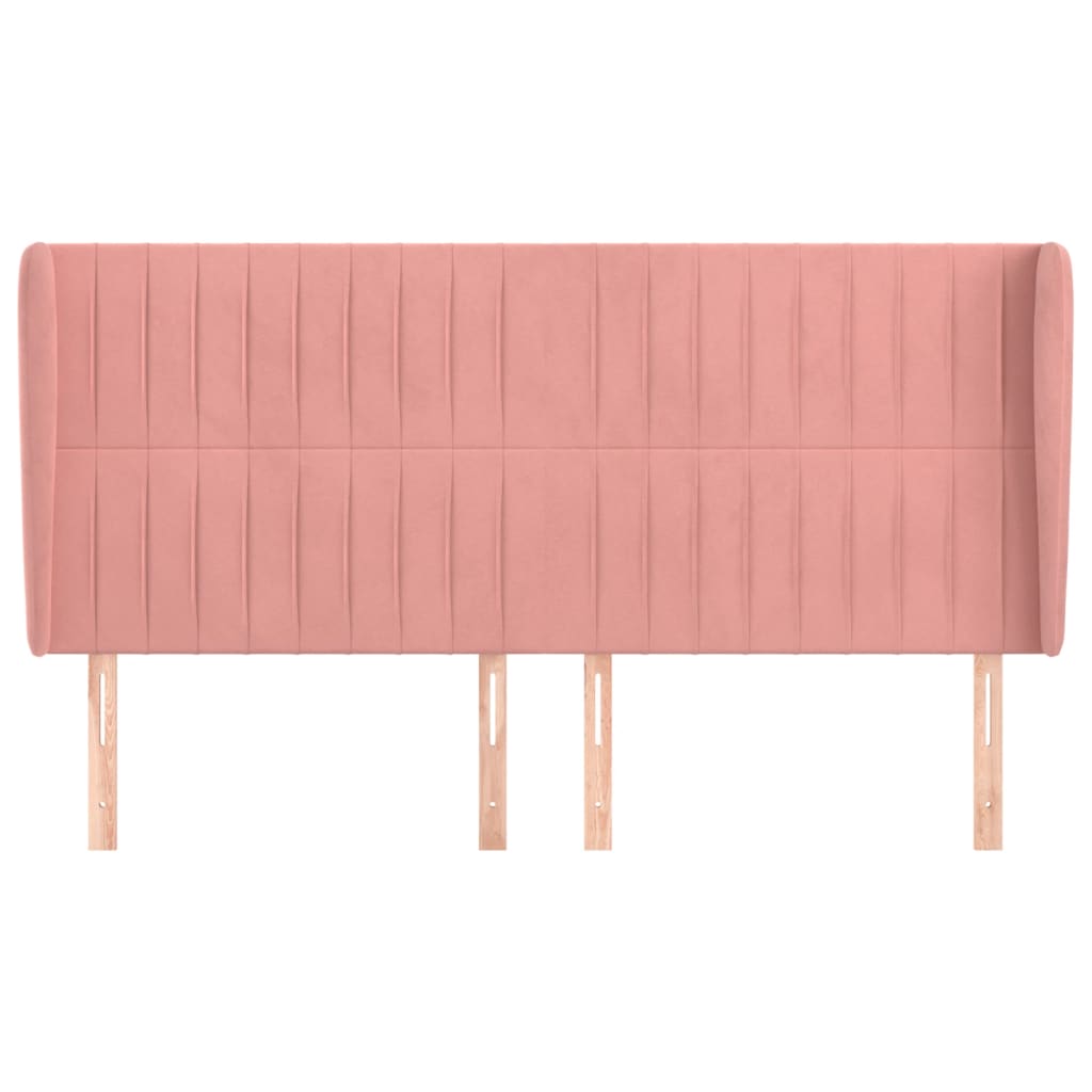 vidaXL Hoofdbord met randen 183x23x118/128 cm fluweel roze afbeelding