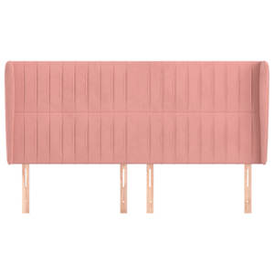 Čelo postele typu ušák růžová 183x23x118/128 cm samet - obrázek 3