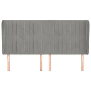 Čelo postele typu ušák světle šedé 203x23x118/128 cm samet - obrázek 3
