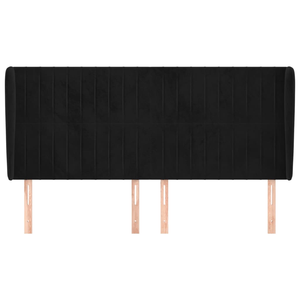 vidaXL Hoofdbord met randen 203x23x118/128 cm fluweel zwart afbeelding