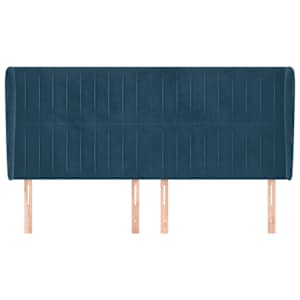 Čelo postele typu ušák tmavě modrá 203x23x118/128 cm samet - obrázek 3