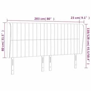 Čelo postele typu ušák tmavě modrá 203x23x118/128 cm samet - obrázek 7