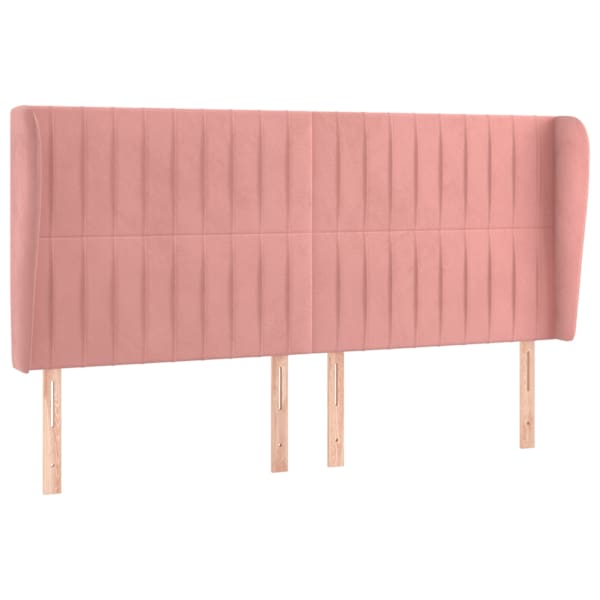 vidaXL voodipeats servadega, roosa, 203x23x118/128 cm, samet