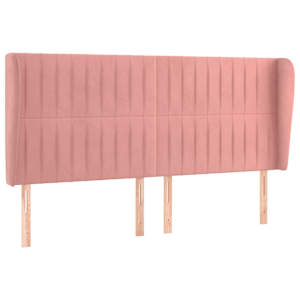 Čelo postele typu ušák růžová 203x23x118/128 cm samet - obrázek 2