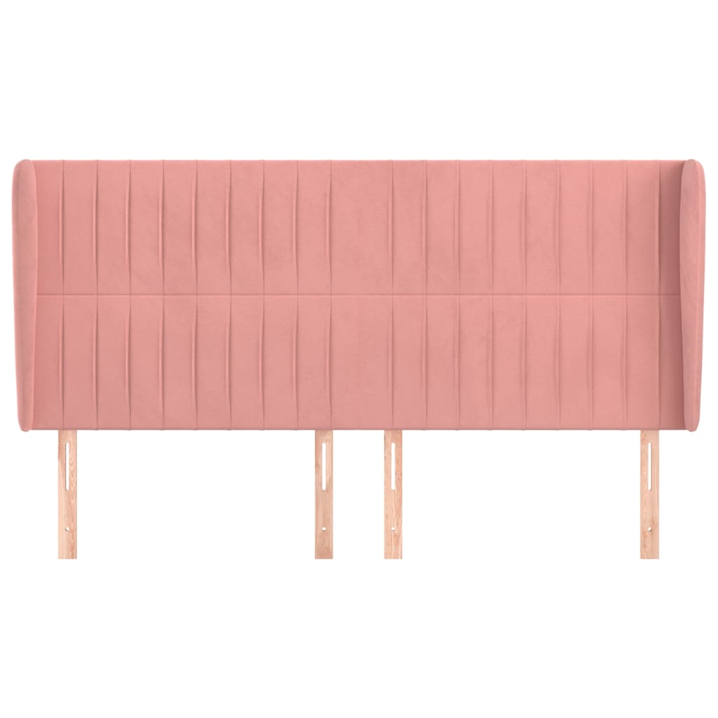 vidaXL Hoofdbord met randen 203x23x118/128 cm fluweel roze, foto 2