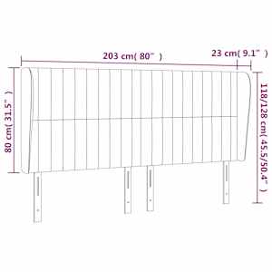 Čelo postele typu ušák růžová 203x23x118/128 cm samet - obrázek 9