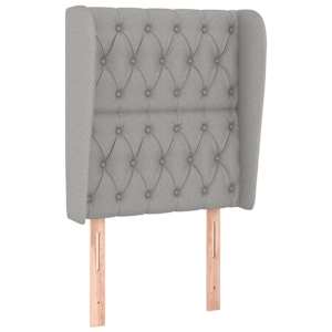 Čelo postele typu ušák světle šedé 83 x 23 x 118/128 cm textil - obrázek 2