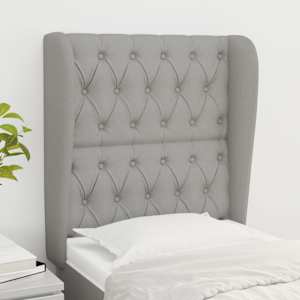 Čelo postele typu ušák světle šedé 83 x 23 x 118/128 cm textil - obrázek 1