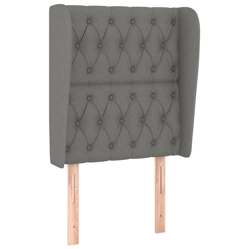 vidaXL Čelo postele typu ušák tmavě šedé 83 x 23 x 118/128 cm textil