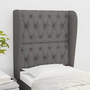 Čelo postele typu ušák tmavě šedé 83 x 23 x 118/128 cm textil - obrázek 1