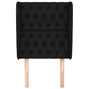 Čelo postele typu ušák černé 83 x 23 x 118/128 cm textil - obrázek 3