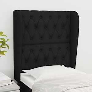 Čelo postele typu ušák černé 83 x 23 x 118/128 cm textil - obrázek 1