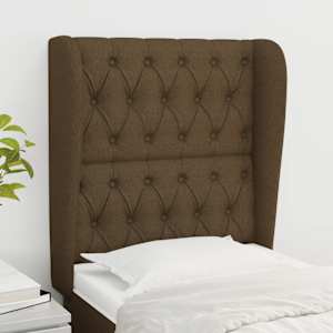 Čelo postele typu ušák tmavě hnědé 83 x 23 x 118/128 cm textil - obrázek 1
