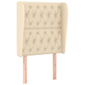 Čelo postele typu ušák krémové 83 x 23 x 118/128 cm textil - obrázek 2