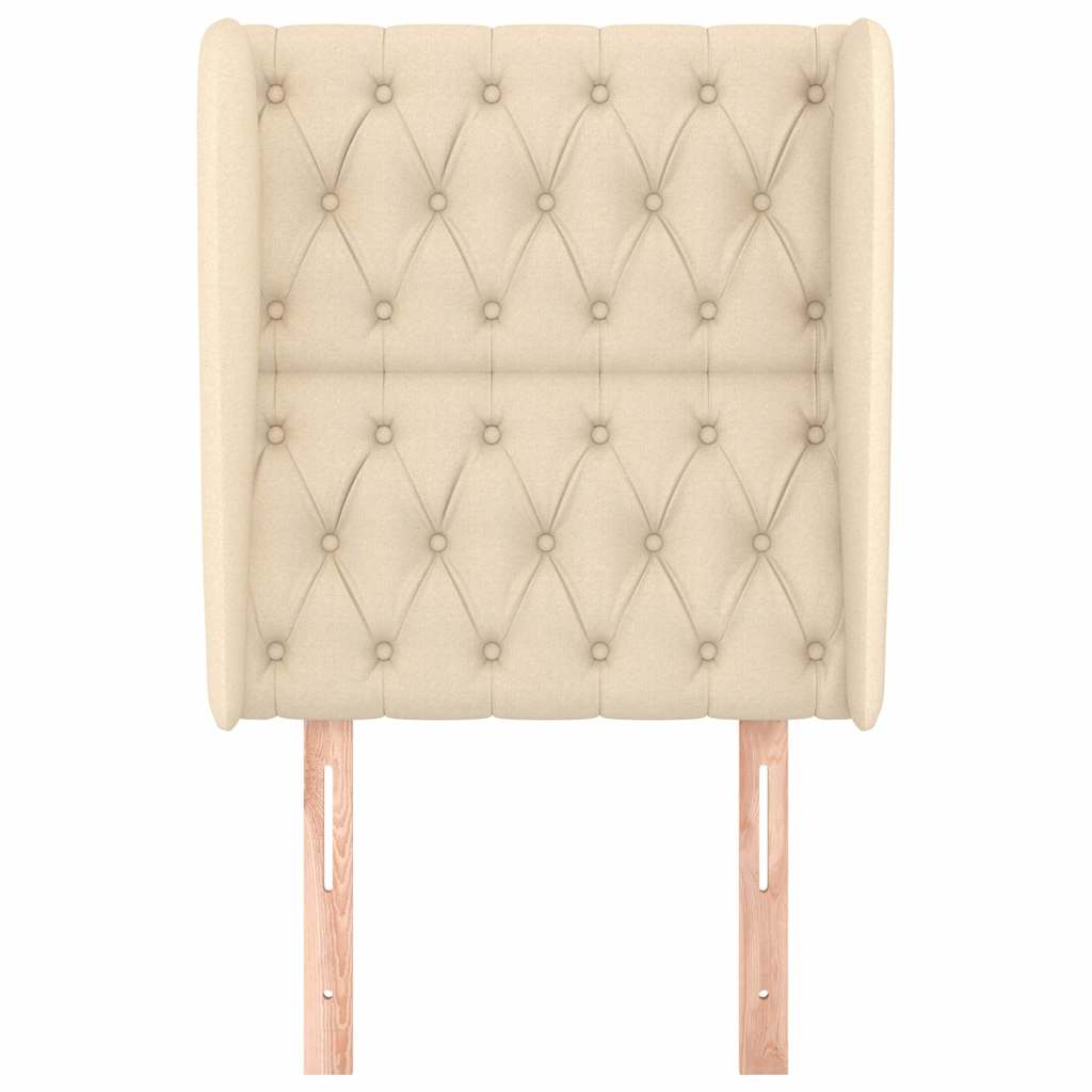 vidaXL Hoofdbord met randen 83x23x118/128 cm stof crèmekleurig, foto 2