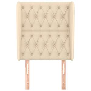 Čelo postele typu ušák krémové 83 x 23 x 118/128 cm textil - obrázek 3