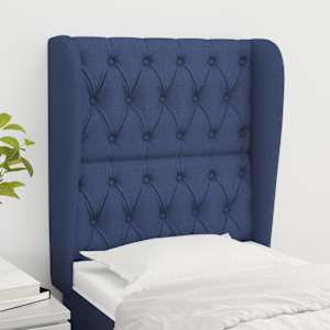 Čelo postele typu ušák modré 83 x 23 x 118/128 cm textil - obrázek 1