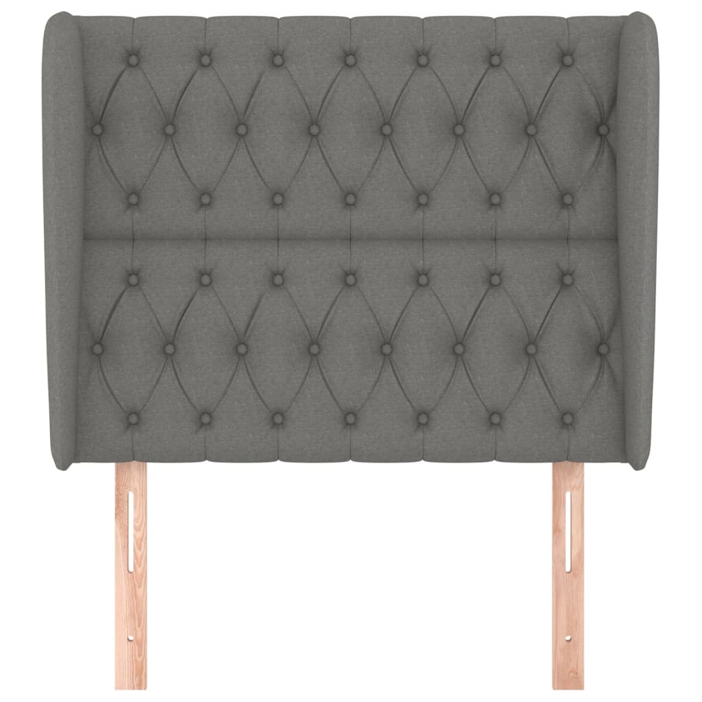 vidaXL Hoofdbord met randen 93x23x118/128 cm stof donkergrijs afbeelding