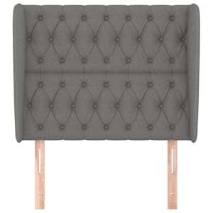 Čelo postele typu ušák tmavě šedé 93x23x118/128 cm textil - obrázek 3