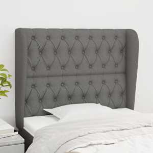 Čelo postele typu ušák tmavě šedé 93x23x118/128 cm textil - obrázek 1