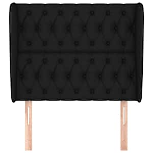 Čelo postele typu ušák černé 93x23x118/128 cm textil - obrázek 3