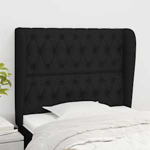 Čelo postele typu ušák černé 93x23x118/128 cm textil - obrázek 1