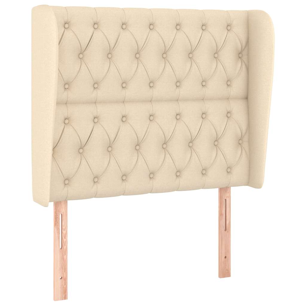 vidaXL Hoofdbord met randen 93x23x118/128 cm stof crèmekleurig, foto 3