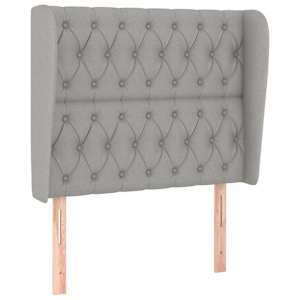Čelo postele typu ušák světle šedé 103x23x118/128 cm textil - obrázek 2