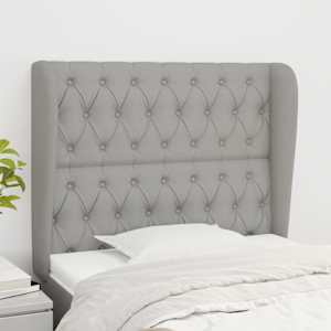 Čelo postele typu ušák světle šedé 103x23x118/128 cm textil - obrázek 1