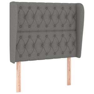 Čelo postele typu ušák tmavě šedé 103x23x118/128 cm textil - obrázek 2