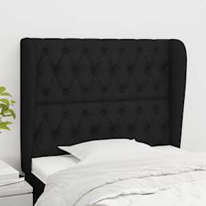 Čelo postele typu ušák černé 103x23x118/128 cm textil - obrázek 1