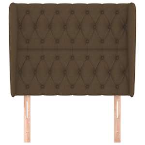 Čelo postele typu ušák tmavě hnědé 103x23x118/128 cm textil - obrázek 3