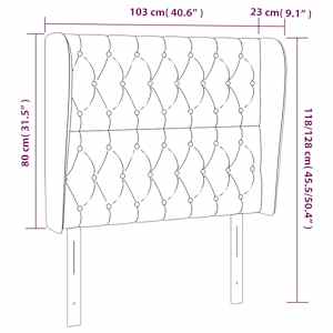 Čelo postele typu ušák tmavě hnědé 103x23x118/128 cm textil - obrázek 9