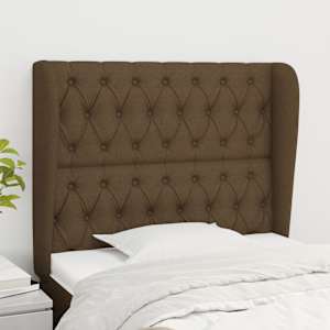Čelo postele typu ušák tmavě hnědé 103x23x118/128 cm textil - obrázek 1