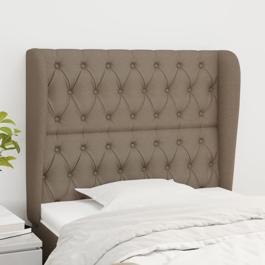 vidaXL Tăblie de pat cu aripioare gri taupe 103x23x118/128 cm textil