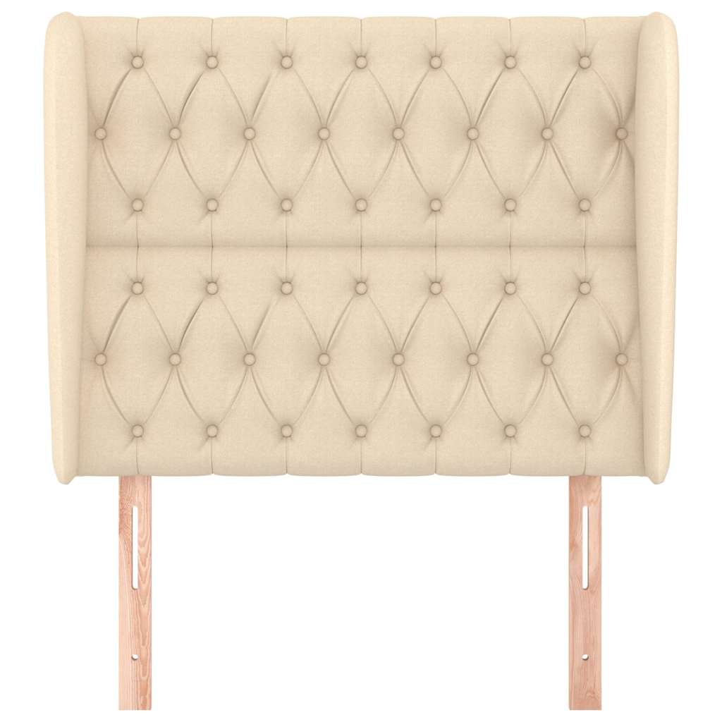vidaXL Hoofdbord met randen 103x23x118/128 cm stof crèmekleurig, foto 2