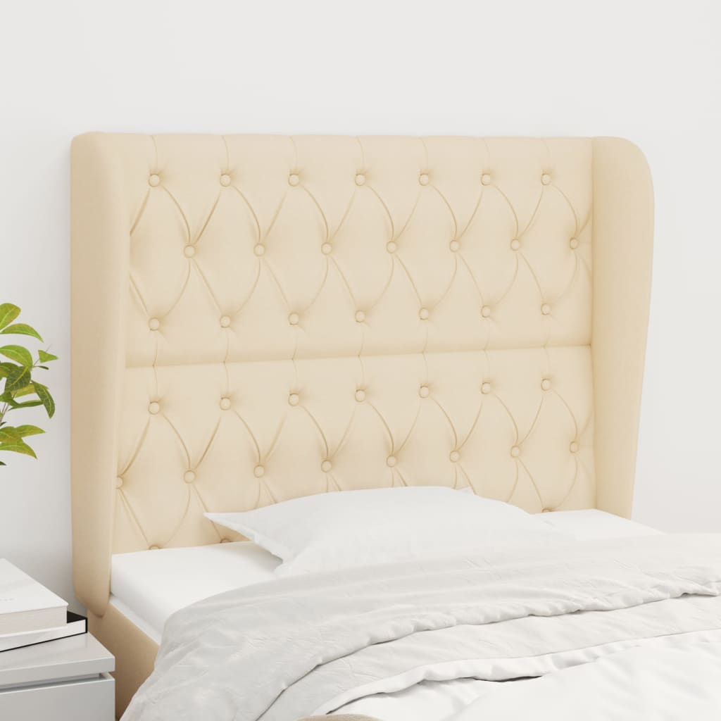 vidaXL Tăblie de pat cu aripioare, crem, 103x23x118/128 cm, textil