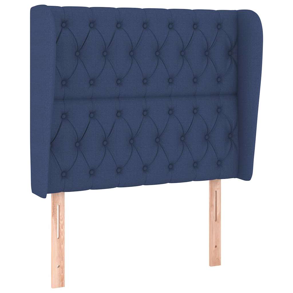 vidaXL Čelo postele typu ušák modré 103x23x118/128 cm textil