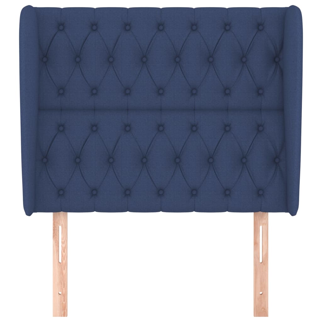 vidaXL Hoofdbord met randen 103x23x118/128 cm stof blauw afbeelding