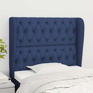Čelo postele typu ušák modré 103x23x118/128 cm textil - obrázek 1