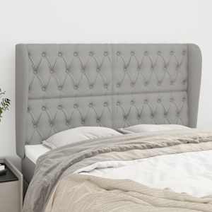 Čelo postele typu ušák světle šedé 147x23x118/128 cm textil - obrázek 1